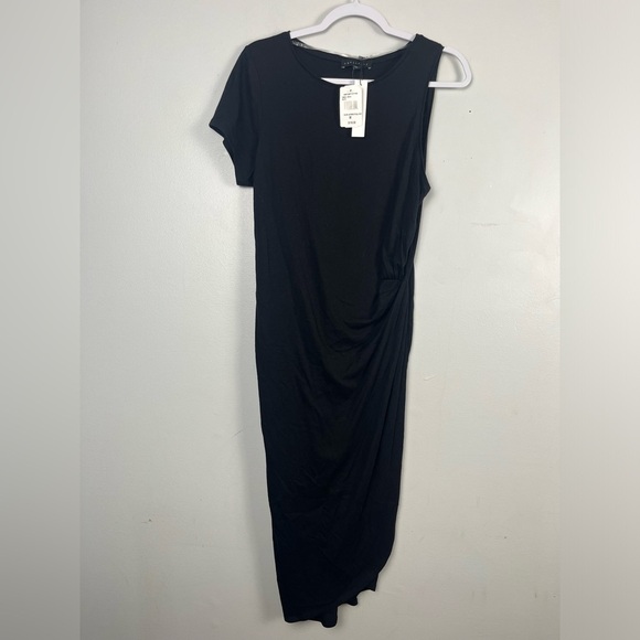 NWT Sanctuary black asymmetrical Salma wrap midi dress size medium - Picture 3 of 5